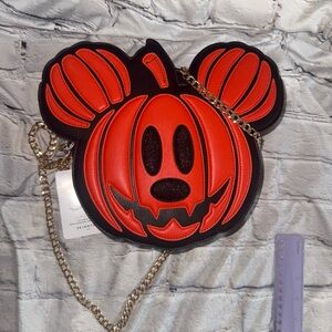 Disney Skinny-Dip Crossbody Bag Mickey Head Pumpkin NWT